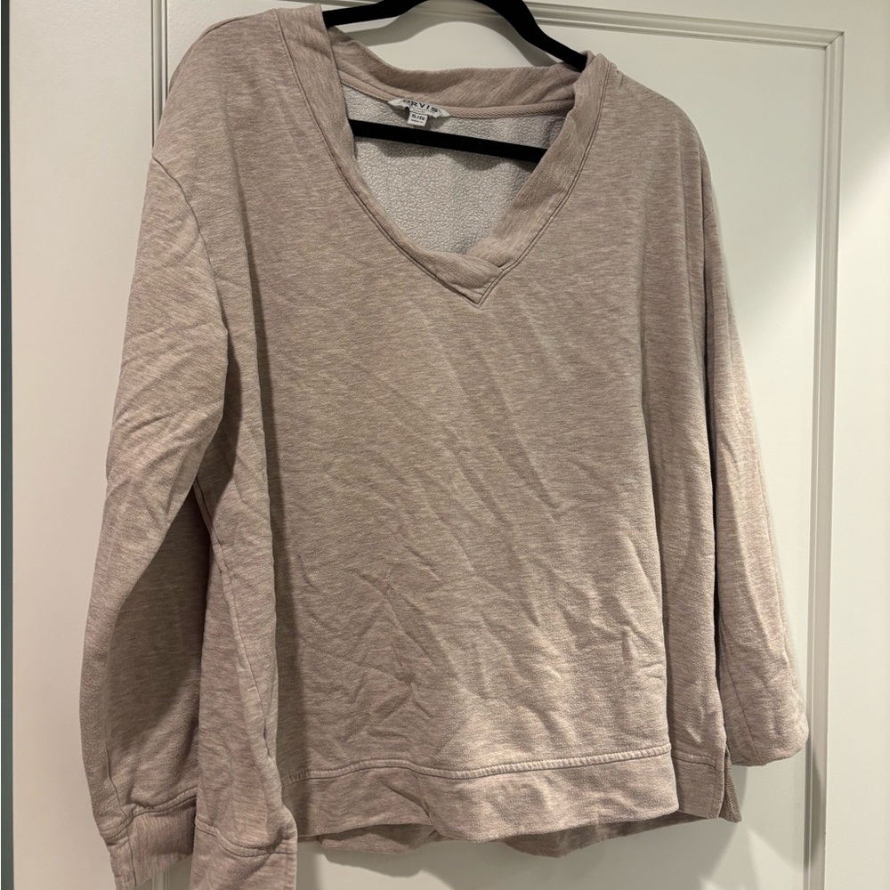 Orvis Beige V-Neck Sweatshirt